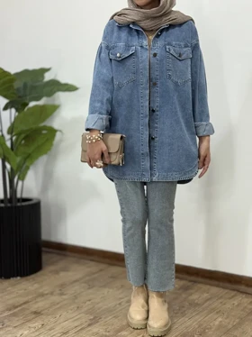 مانتو جین پاییزه گلدوزی