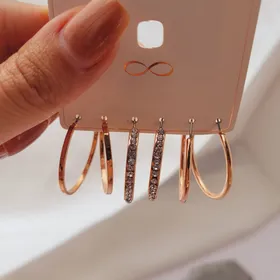 پک گوشواره حلقه‌ای بزرگ نگینی