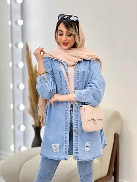 مانتو جین دو جیب زاپ‌دار تینا