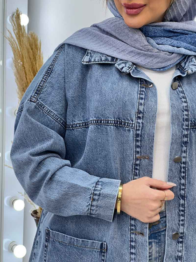 مانتو جین برش‌دار دو جیب