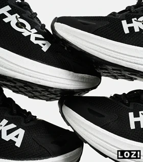 کفش کتانی طوسی مشکی سفید HOKA