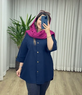 مانتو لینن پشت دکمه کد 2129