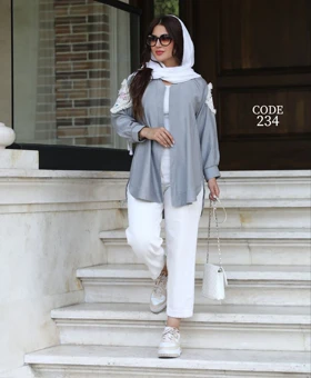 مانتو شومیزی لینن گلدوزی شده