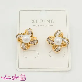 گوشواره میخی ژوپینگ مدل گل و مروارید