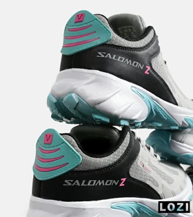 کفش کتانی مردانه و زنانه طوسی مشکی آبی سالومون Salomon z flex connect مدل 6836