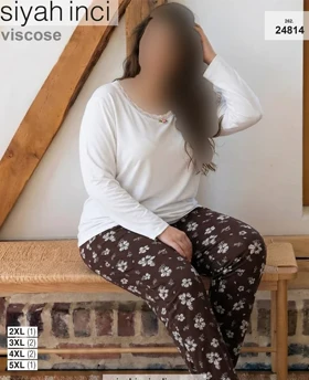 بلوز و شلوار بیگ سایز siyah inci کد 24814