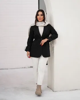 مدل کت تک دگمه کمر و آستین گتر کد 748
