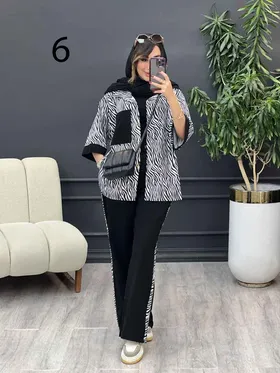 ست مانتو و شلوار تک جیب طرح دار