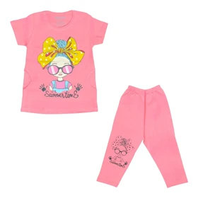 ست تیشرت آستین کوتاه و شلوار دخترانه مدل PJ1171