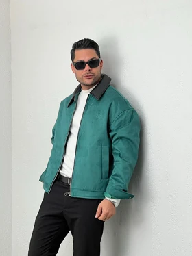 کاپشن مردانه سوییت یقه چرم mc