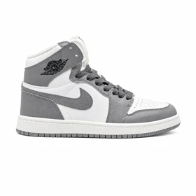 کفش و کتانی مردانه ساق‌دار مدل NIKE JORDAN 1 رنگ سفید طوسی کد 2426