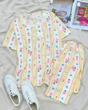 ست تیشرت و شلوار موسلین کد 5544