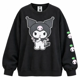 دورس سه نخ مشکی ذغالی وارداتی Sanrio مدل Kuromi سایز 42 تا 46 کد 3452