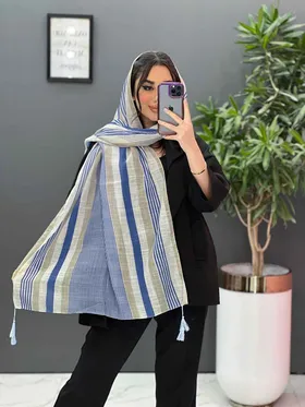 شال لینن طرح راه راه ریز