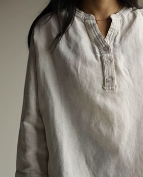 شومیز لینن استخوانی یقه گرد ngh_h&m
