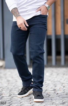 شلوار جین راسته آبی تیره کد 107