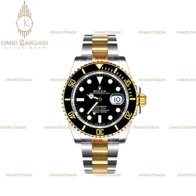 ساعت مچی رولکس سابمارینر سوئیسی سیلورطلایی صفحه مشکی Rolex Submariner