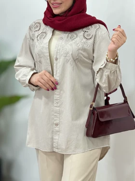 مانتو لینن پنبه سوزندوزی 2