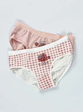 شورت اسلیپ نخ پنبه عروسکی طرح خرس و توت فرنگی