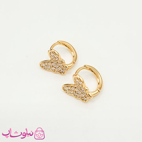 گوشواره حلقه‌ای ژوپینگ نگین‌دار مدل پروانه