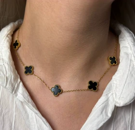 ست گردنبند و دستبند و گوشواره ونکلیف آبکاری استیل