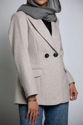 کت زنانه فوتر یقه بلیزر بنیتا (کرم)