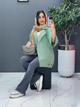 مانتو لینن آستین گت ضربدری