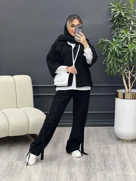 ست مانتو و شلوار کارگو جیب سگک