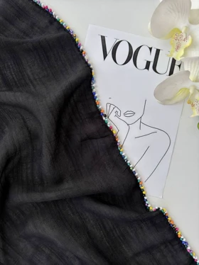 شال مشکی مهره رنگی