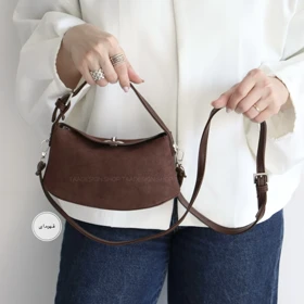 کیف زنانه جیر دوشی - دستی مدل رایان (قهوه ای)