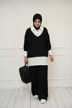 ست شومیز و شلوار مشکی سوفیا