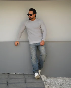 بافت یقه گرد مردانه