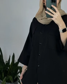 مانتو جلو دکمه دار رایا مشکی