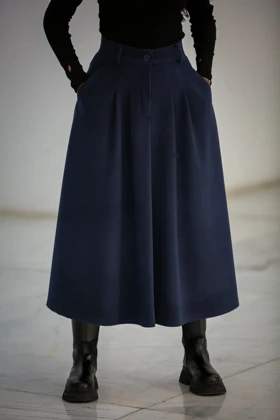 دامن 8 پیلی کشمیر (سرمه ای)