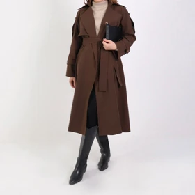 بارانی زنانه بلند کتان کجراه موانا (Moana) سین استایل