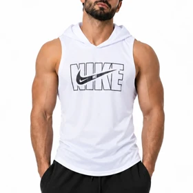 رکابی کلاهدار ورزشی مردانه نایک مدل DS-Dri Fit-5G0684 سفید