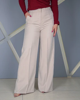 شلوار بگ سیلک ترک کرم استخوانی زنانه قد 110 سایز 36 تا 46 Silk Baggy Pants کد 40800
