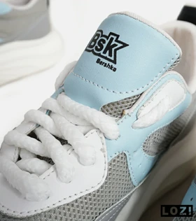 کفش کتانی مردانه طوسی آبی سفید BERSHKA