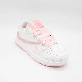 کتانی نایک ترویس سفید صورتی کد 6671