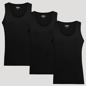 زیرپوش رکابی مردانه ماییلدا مدل پنبه‌ای مشکی کد 4712-3 بسته 3 عددی