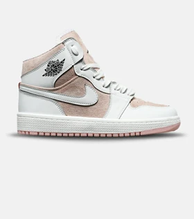 کفش کتانی مردانه و زنانه ساق‌دار سفید گلبهی NIKE jordan 1 مدل 8352