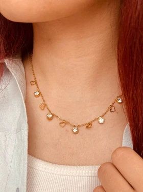 گردنبند قلب و نگین استیل