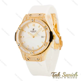 ساعت هابلوت زنانه طلایی فول نگین سفید Hublot-4496-L