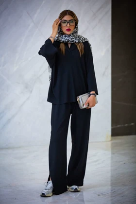 مانتو شلوار لونا یقه برگردان