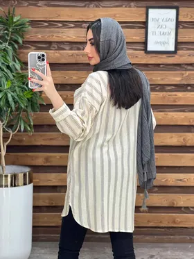 مانتو راه راه دو جیب