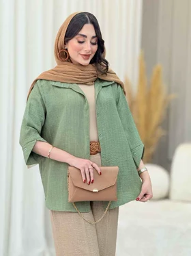 مانتو سر آستین دو دکمه روژین