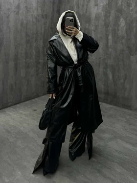 پالتو چرم کمردار