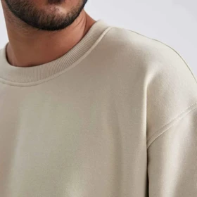 سویشرت یقه گرد رنگ کرم OverSize - Defacto