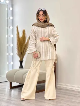 ست مانتو و شلوار جلو بسته لمه دار