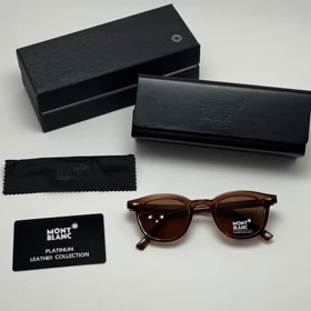 عینک آفتابی پلاریزه مون بلان MONT BLANC دسته سیم لولا فنری قهوه ای کد 7706